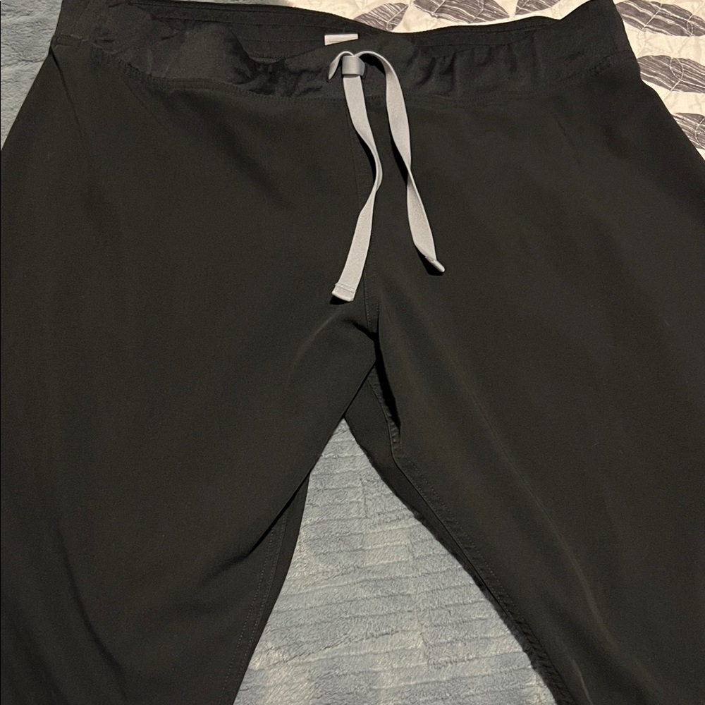 Figs Women's Black Pants with Gray Drawstring